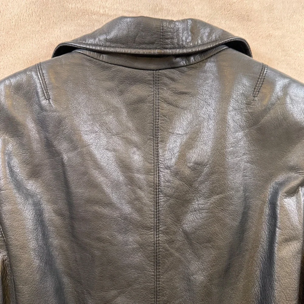 Black Faux Leather Zip Belted Jacket - Women